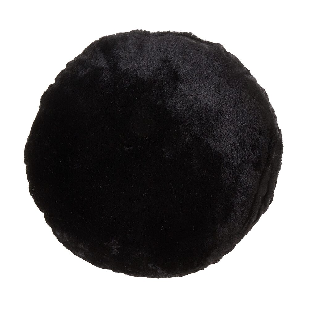 5061 Collection Faux Rabbit Fur Throw Pillow, 16", Black